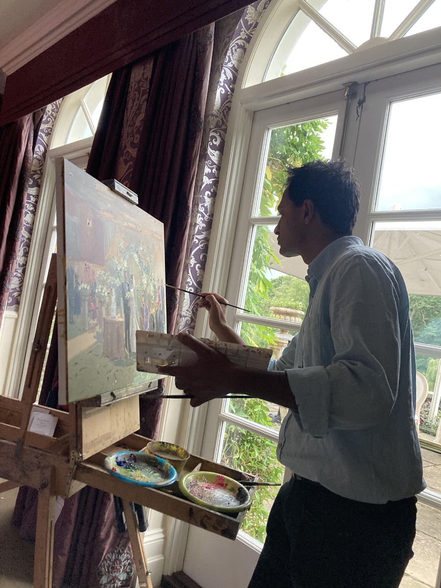 arezu-and-nick-wedding-painting_chewton-glen-hotel-hampshire-wip1-tushar-sabale
