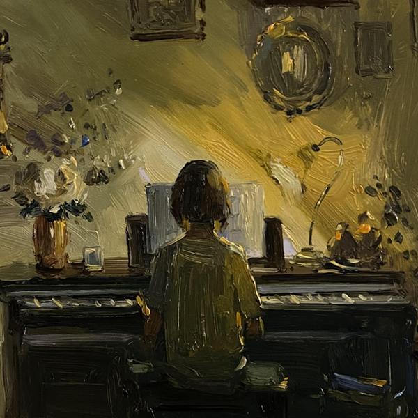 Girl on a Piano playing the melody