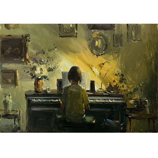Girl on a Piano playing the melody